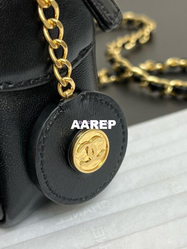 Replica Chanel 24K Mini Camera Case in Shiny Lambskin AS5190 Black 4