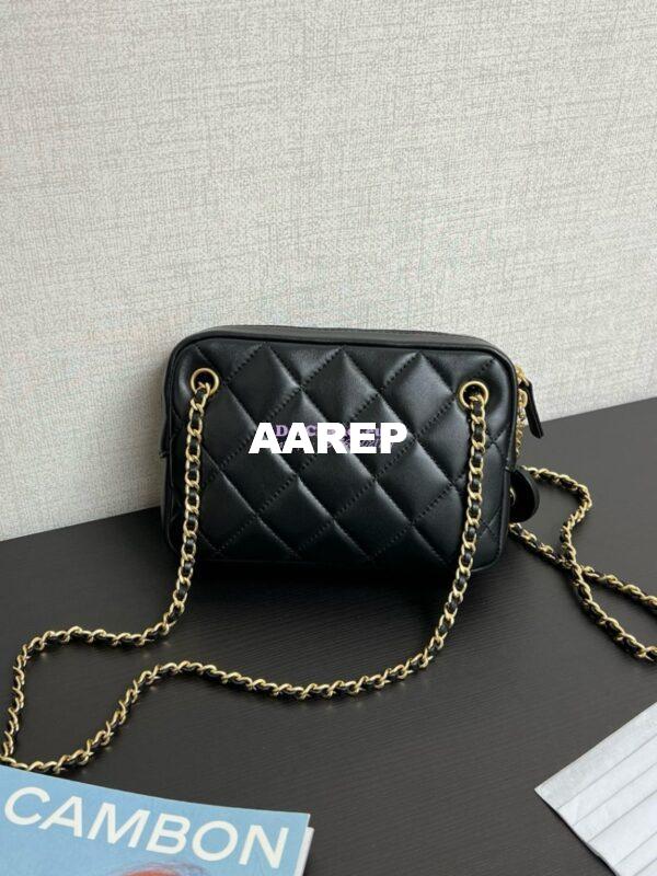 Replica Chanel 24K Mini Camera Case in Shiny Lambskin AS5190 Black 7