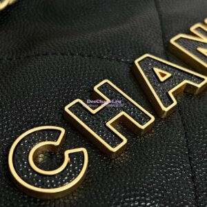 Replica Chanel Mini 22 Handbag Shiny Grained Calfskin, Enamel and Gold Metal AS3980 Black 2