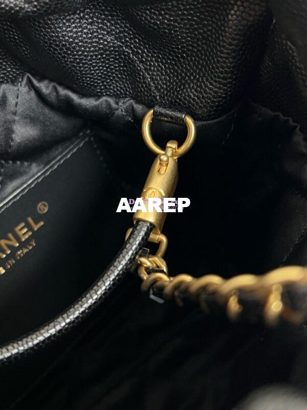 Replica Chanel Mini 22 Handbag Shiny Grained Calfskin, Enamel and Gold Metal AS3980 Black 8