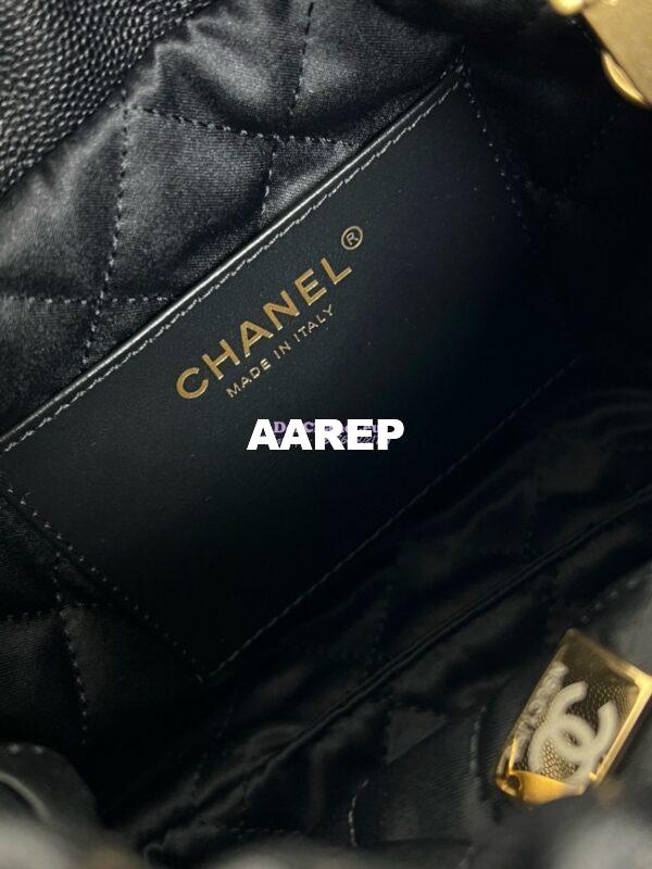 Replica Chanel Mini 22 Handbag Shiny Grained Calfskin, Enamel and Gold Metal AS3980 Black 9