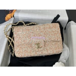 Replica Chanel 24SS Small Flap Bag AS4561 Sequins and Tweed Limited Edition Beige 2