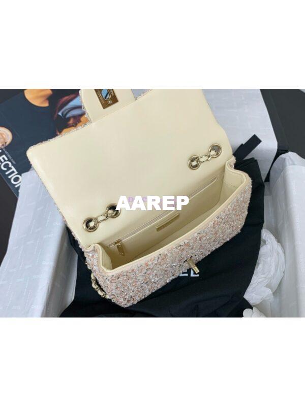 Replica Chanel 24SS Small Flap Bag AS4561 Sequins and Tweed Limited Edition Beige 5