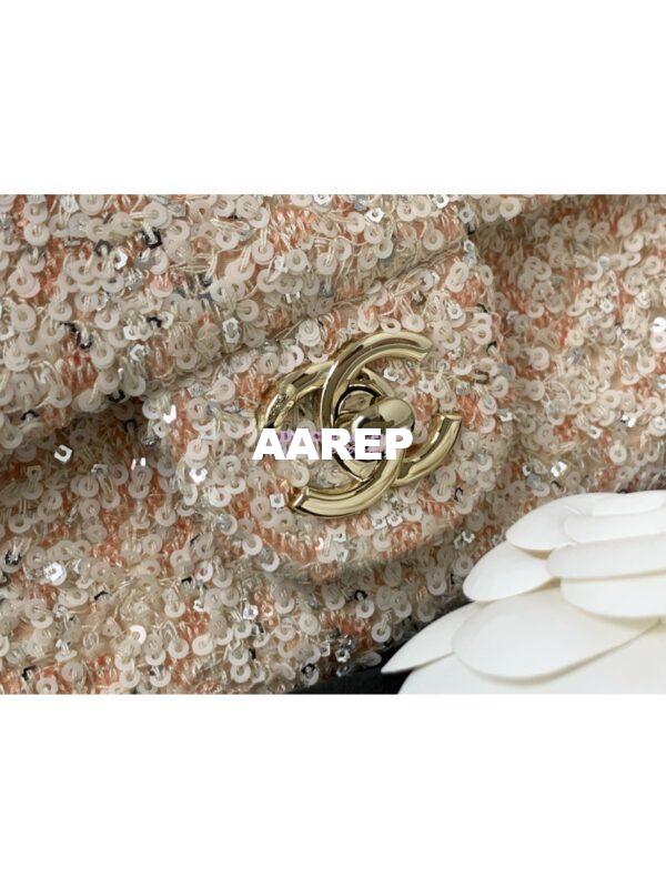 Replica Chanel 24SS Small Flap Bag AS4561 Sequins and Tweed Limited Edition Beige 6