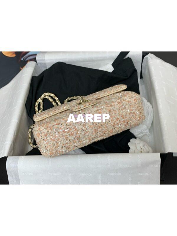 Replica Chanel 24SS Small Flap Bag AS4561 Sequins and Tweed Limited Edition Beige 7