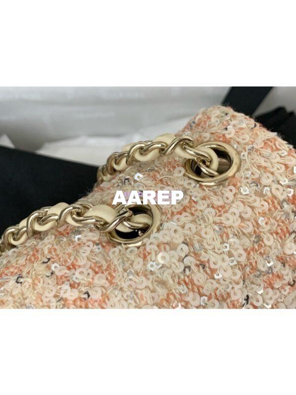 Replica Chanel 24SS Small Flap Bag AS4561 Sequins and Tweed Limited Edition Beige 10