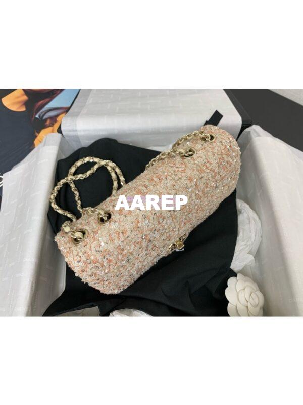 Replica Chanel 24SS Small Flap Bag AS4561 Sequins and Tweed Limited Edition Beige 11