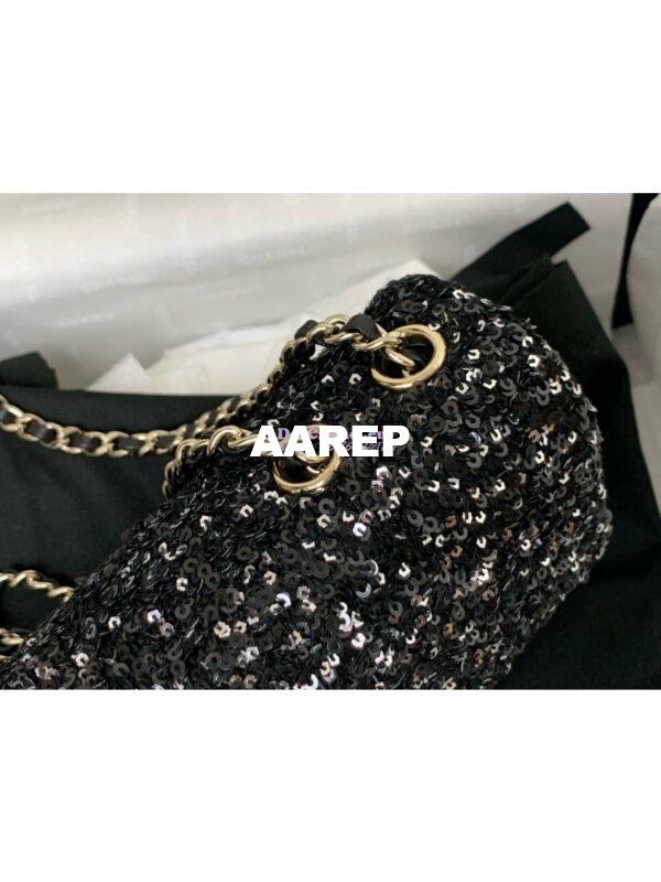 Replica Chanel 24SS Small Flap Bag AS4561 Sequins and Tweed Limited Edition Black 7