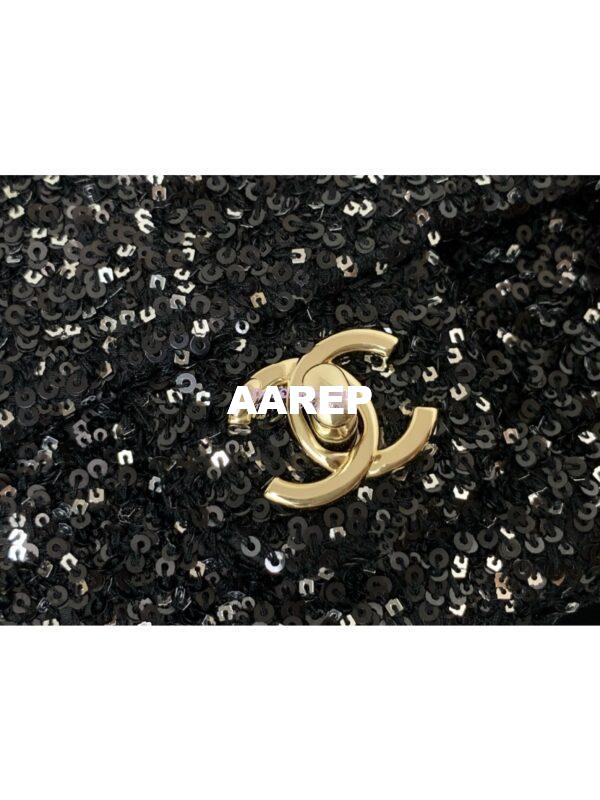 Replica Chanel 24SS Small Flap Bag AS4561 Sequins and Tweed Limited Edition Black 8