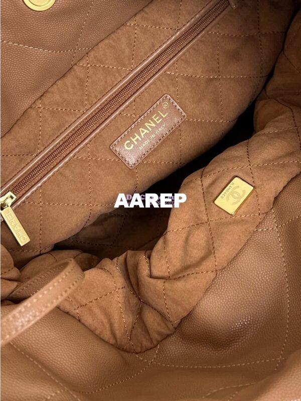Replica Chanel 22 Handbag Shiny Grained Calfskin and Enamel Metal AS3260 AS3261 Camel 6