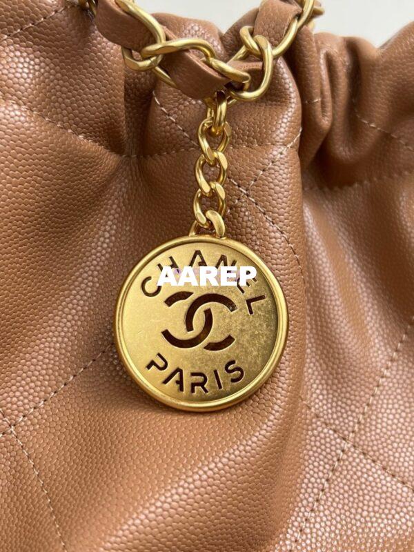 Replica Chanel 22 Handbag Shiny Grained Calfskin and Enamel Metal AS3260 AS3261 Camel 8