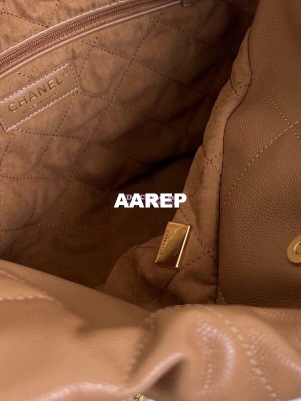 Replica Chanel 22 Handbag Shiny Grained Calfskin and Enamel Metal AS3260 AS3261 Camel 15
