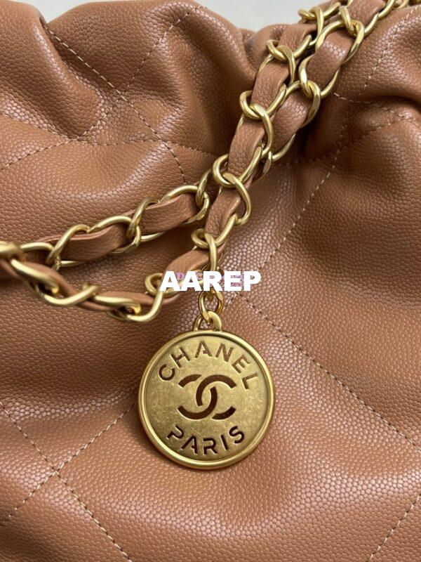 Replica Chanel 22 Handbag Shiny Grained Calfskin and Enamel Metal AS3260 AS3261 Camel 18