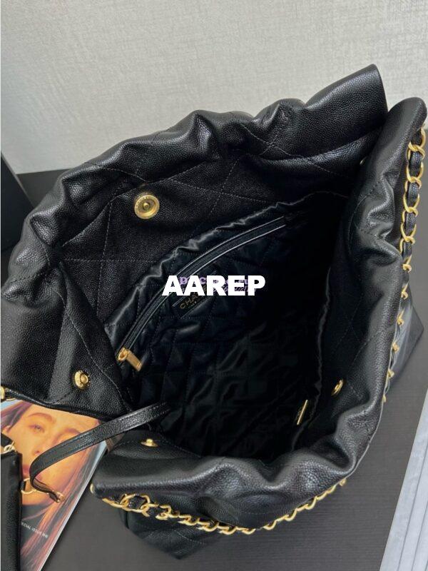 Replica Chanel 22 Handbag Shiny Grained Calfskin and Enamel Metal AS3260 AS3261 Black 9