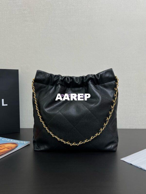 Replica Chanel 22 Handbag Shiny Grained Calfskin and Enamel Metal AS3260 AS3261 Black 10
