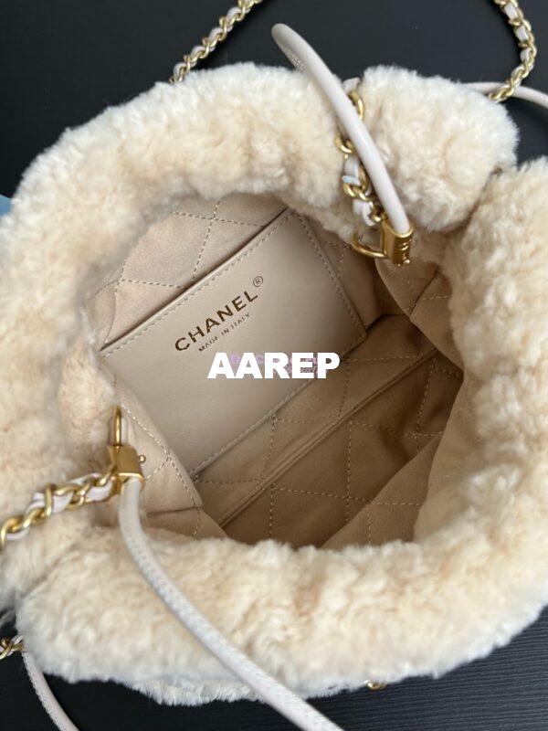 Replica Chanel Mini 22 Handbag Shearling Lambskin & Gold Metal AS3980 Ecru 5