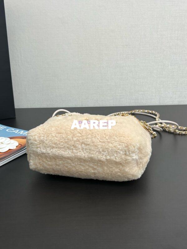 Replica Chanel Mini 22 Handbag Shearling Lambskin & Gold Metal AS3980 Ecru 6