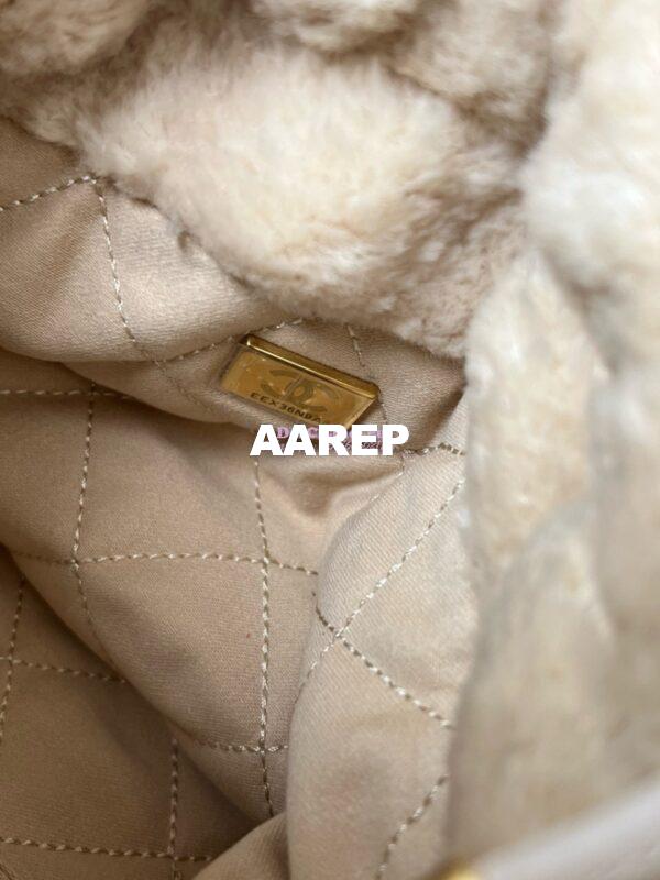 Replica Chanel Mini 22 Handbag Shearling Lambskin & Gold Metal AS3980 Ecru 8