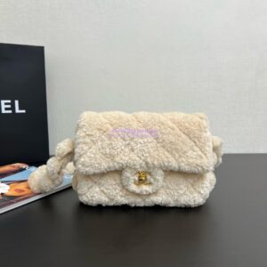 Replica Chanel Shearling Lambskin Small Flap Bag AS5193 Ecru