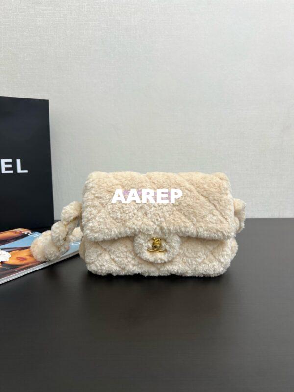 Replica Chanel Shearling Lambskin Small Flap Bag AS5193 Ecru