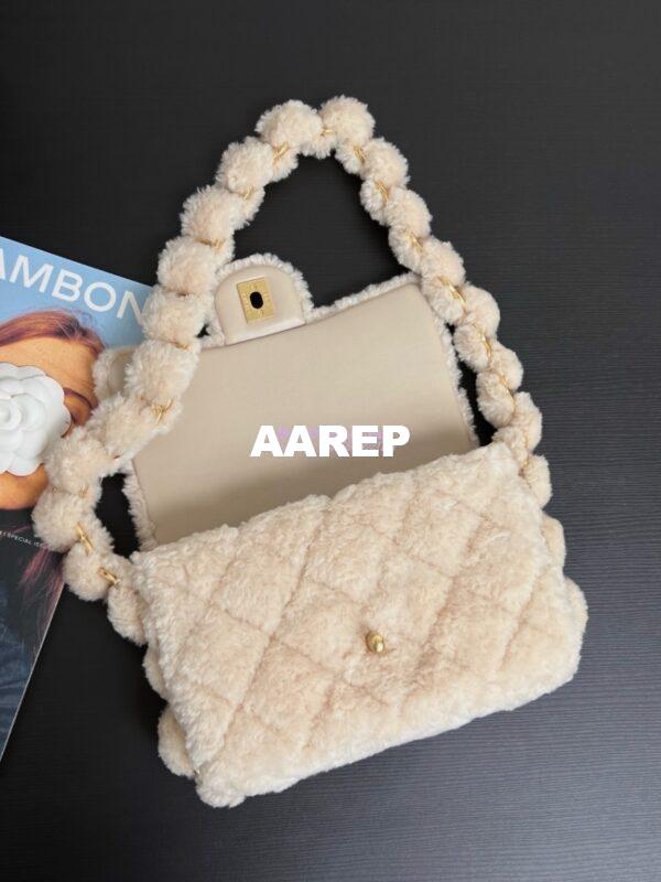 Replica Chanel Shearling Lambskin Small Flap Bag AS5193 Ecru 6