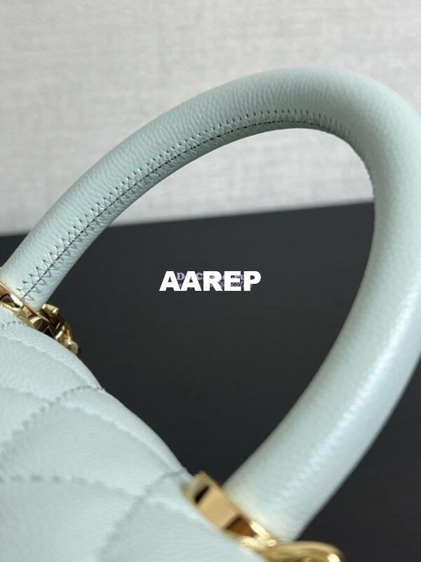 Replica Chanel Coco Handle Bag in Caviar with Edge Stitching 92990 92991 in Light Gold Hardware Light Blue 7
