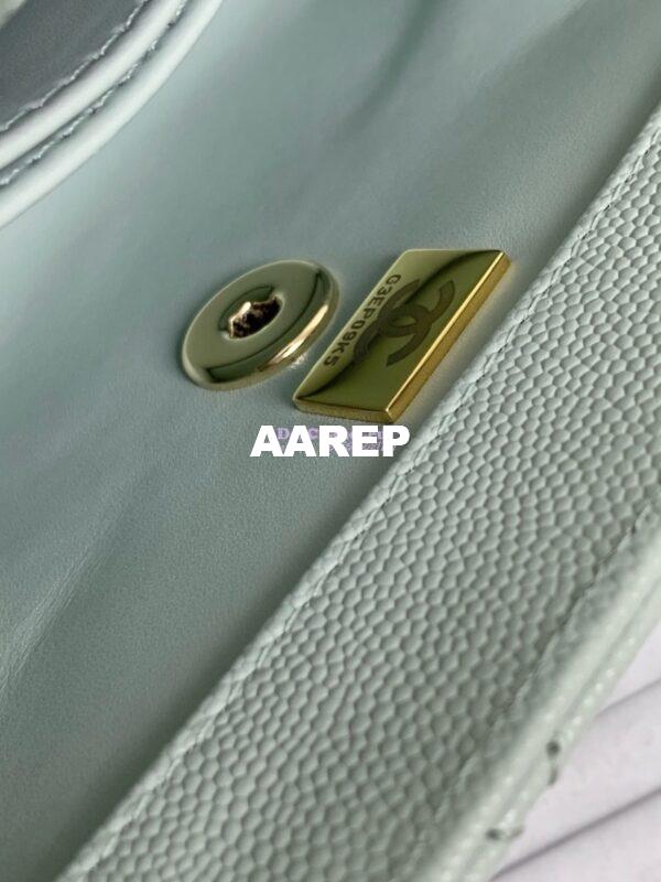 Replica Chanel Coco Handle Bag in Caviar with Edge Stitching 92990 92991 in Light Gold Hardware Light Blue 8