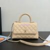 Replica Chanel Coco Handle Bag in Caviar with Edge Stitching 92990 92991 in Light Gold Hardware Light Blue
