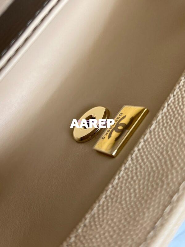 Replica Chanel Coco Handle Bag in Caviar with Edge Stitching 92990 92991 in Light Gold Hardware Light Beige 4