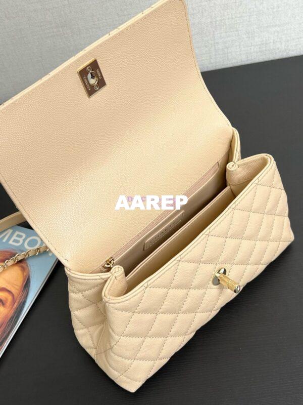 Replica Chanel Coco Handle Bag in Caviar with Edge Stitching 92990 92991 in Light Gold Hardware Light Beige 5