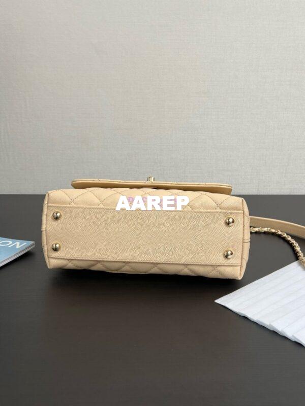 Replica Chanel Coco Handle Bag in Caviar with Edge Stitching 92990 92991 in Light Gold Hardware Light Beige 9