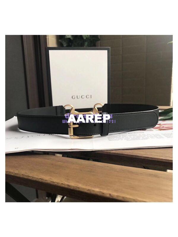 Replica Gucci Leather belt with Horsebit 488939