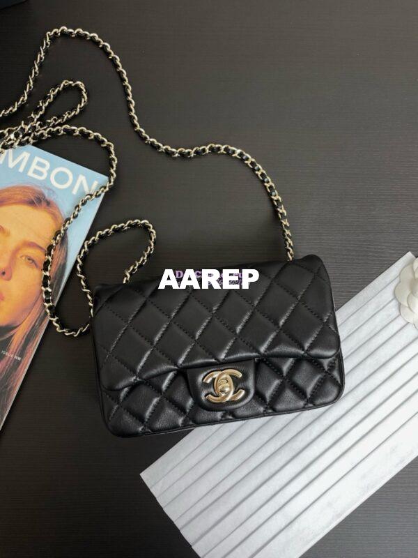 Replica Chanel NEW FW24 Mini Flap Bag in Lambskin AS5219 Black 3