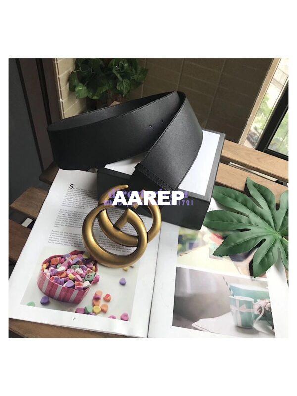 Replica Gucci Wide leather belt with Double G 453265 2