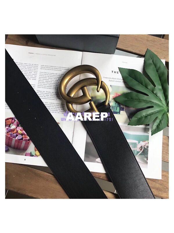 Replica Gucci Wide leather belt with Double G 453265 4