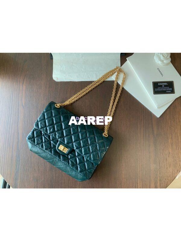 Replica Chanel Reissue 2.55 Classic Flap Bag in Aged Calfskin Green 10