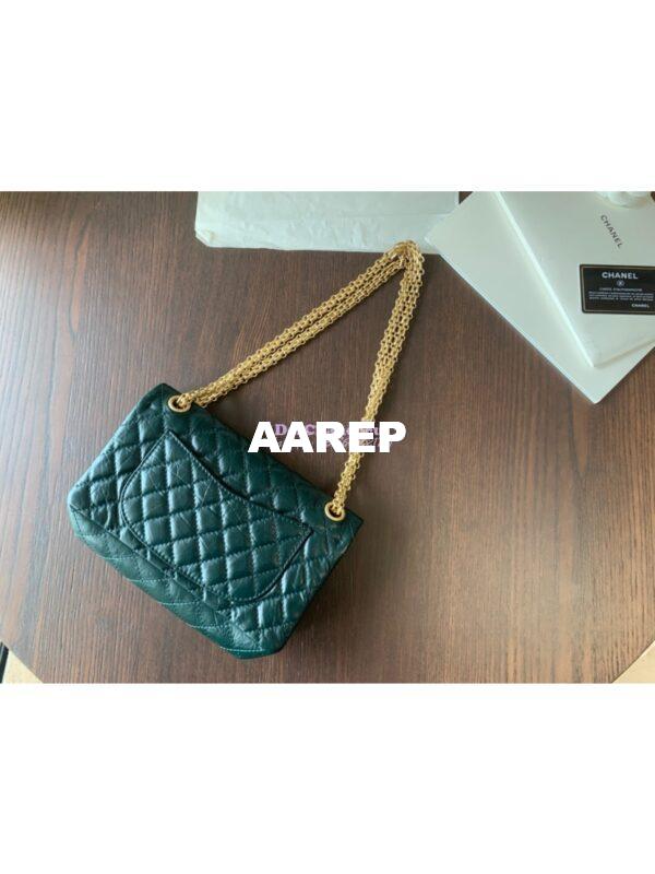 Replica Chanel Reissue 2.55 Classic Flap Bag in Aged Calfskin Green 24