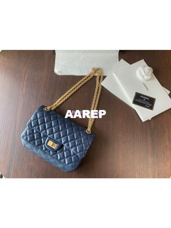 Replica Chanel Reissue 2.55 Classic Flap Bag in Aged Calfskin Blue 8