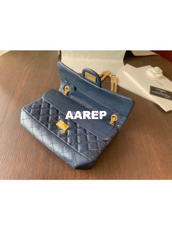 Replica Chanel Reissue 2.55 Classic Flap Bag in Aged Calfskin Blue 14