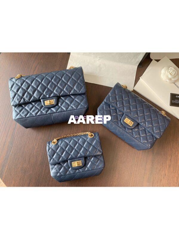Replica Chanel Reissue 2.55 Classic Flap Bag in Aged Calfskin Blue 16