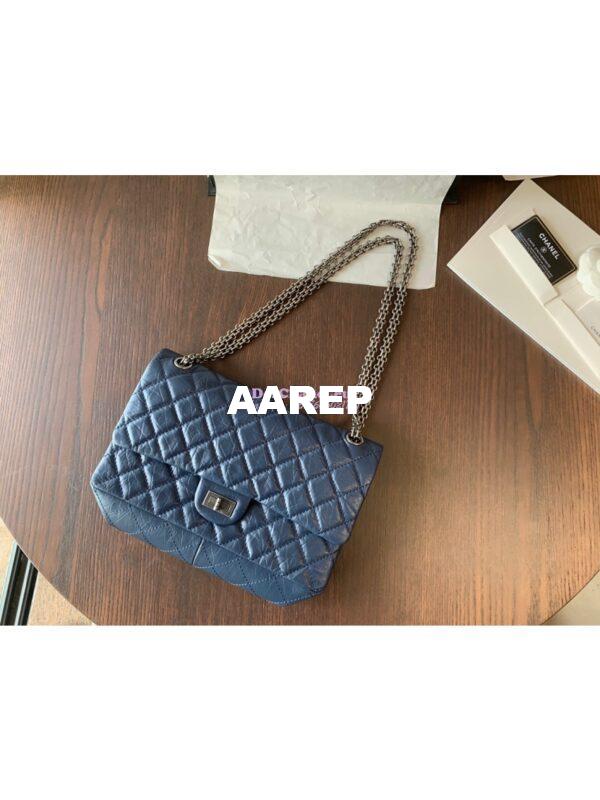 Replica Chanel Reissue 2.55 Classic Flap Bag in Aged Calfskin Blue 18