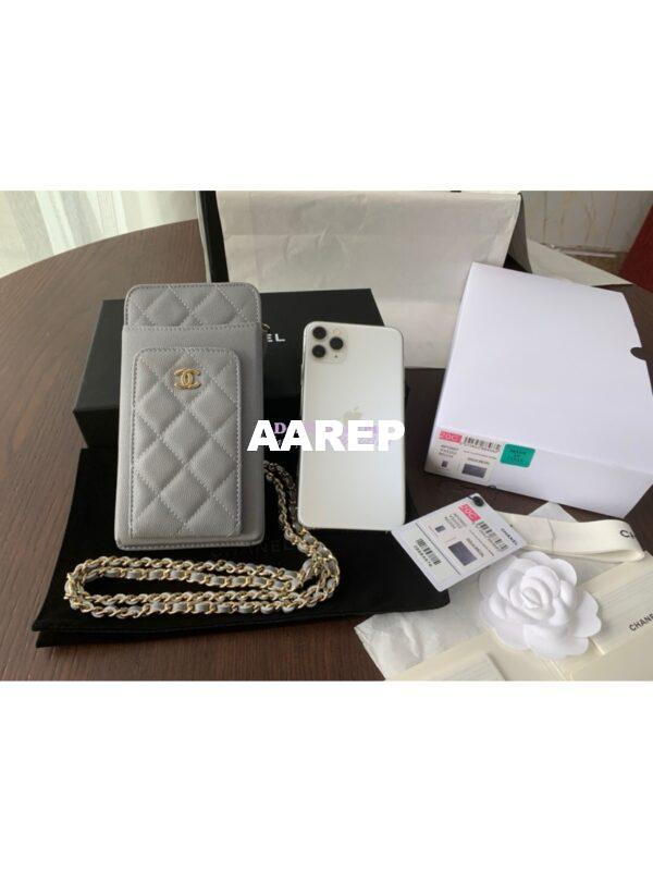 Replica Chanel Classic Clutch With Chain Grained Calfskin AP0990 Grey 3