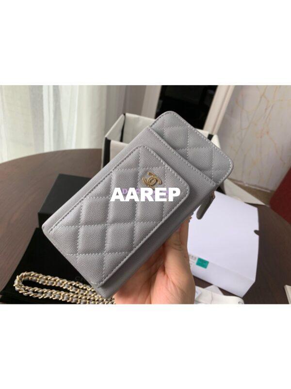 Replica Chanel Classic Clutch With Chain Grained Calfskin AP0990 Grey 4
