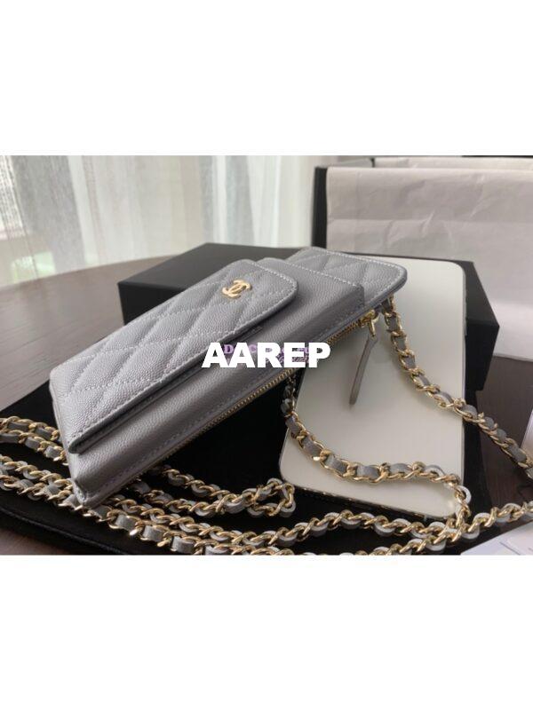 Replica Chanel Classic Clutch With Chain Grained Calfskin AP0990 Grey 6