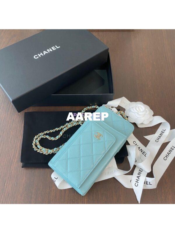 Replica Chanel Classic Clutch With Chain Grained Calfskin AP0990 Blue