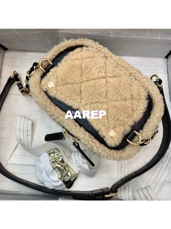 Replica Chanel CC Crumpled Shearling Waist Bag AS0406 Beige 6
