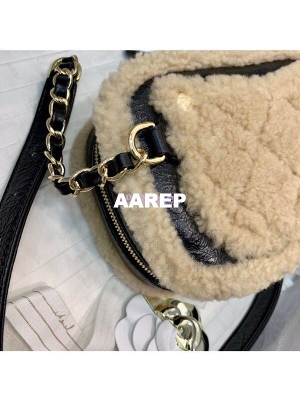Replica Chanel CC Crumpled Shearling Waist Bag AS0406 Beige 7