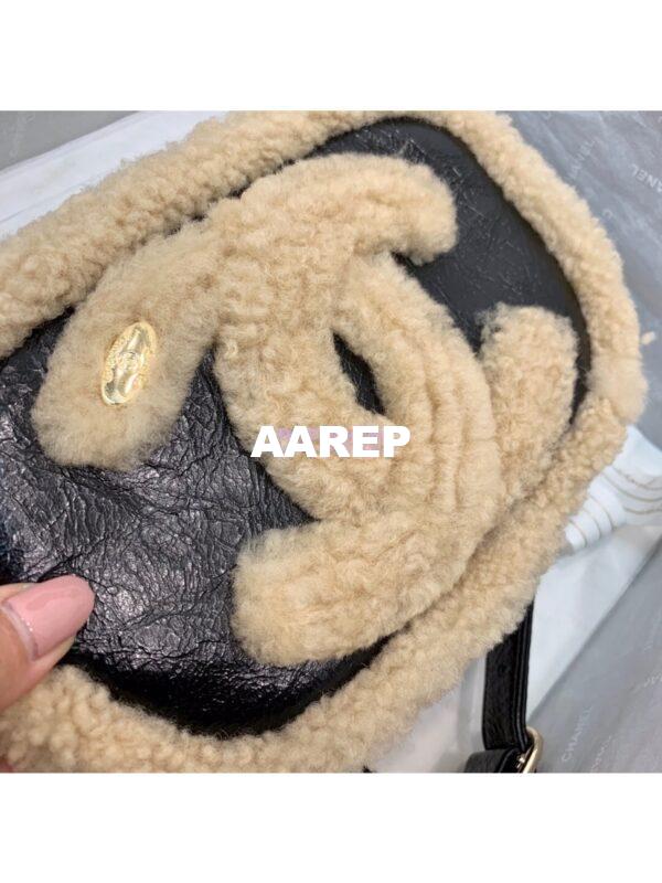 Replica Chanel CC Crumpled Shearling Waist Bag AS0406 Beige 8