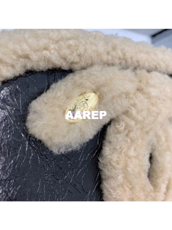 Replica Chanel CC Crumpled Shearling Waist Bag AS0406 Beige 9