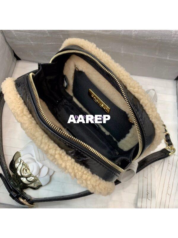 Replica Chanel CC Crumpled Shearling Waist Bag AS0406 Beige 11